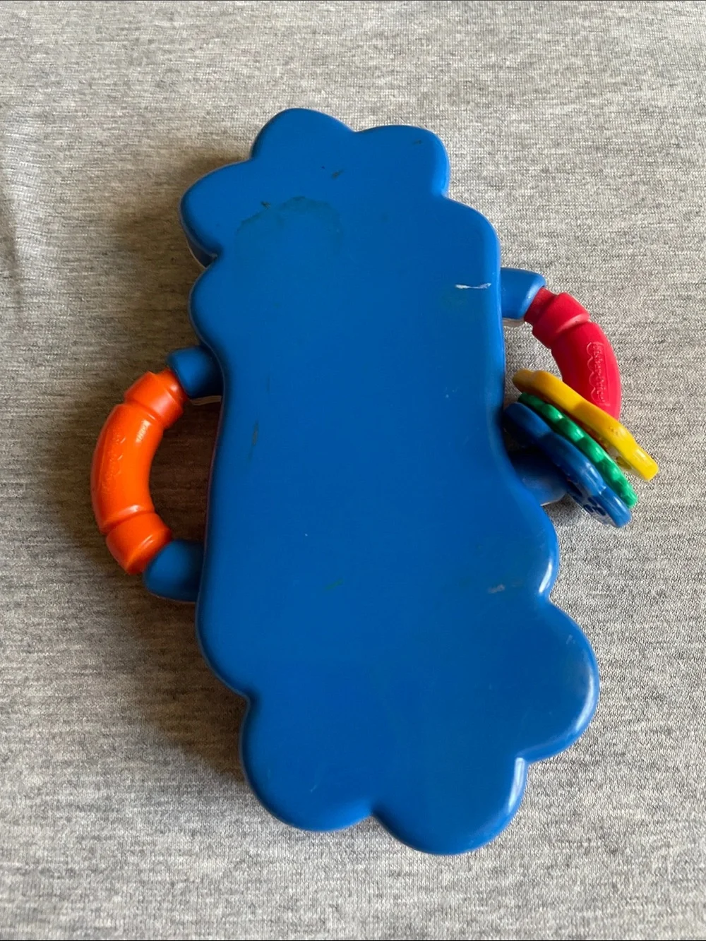 Cloud-Shaped Sensory Rattle & Teether Toy - Orange, Yellow & Blue